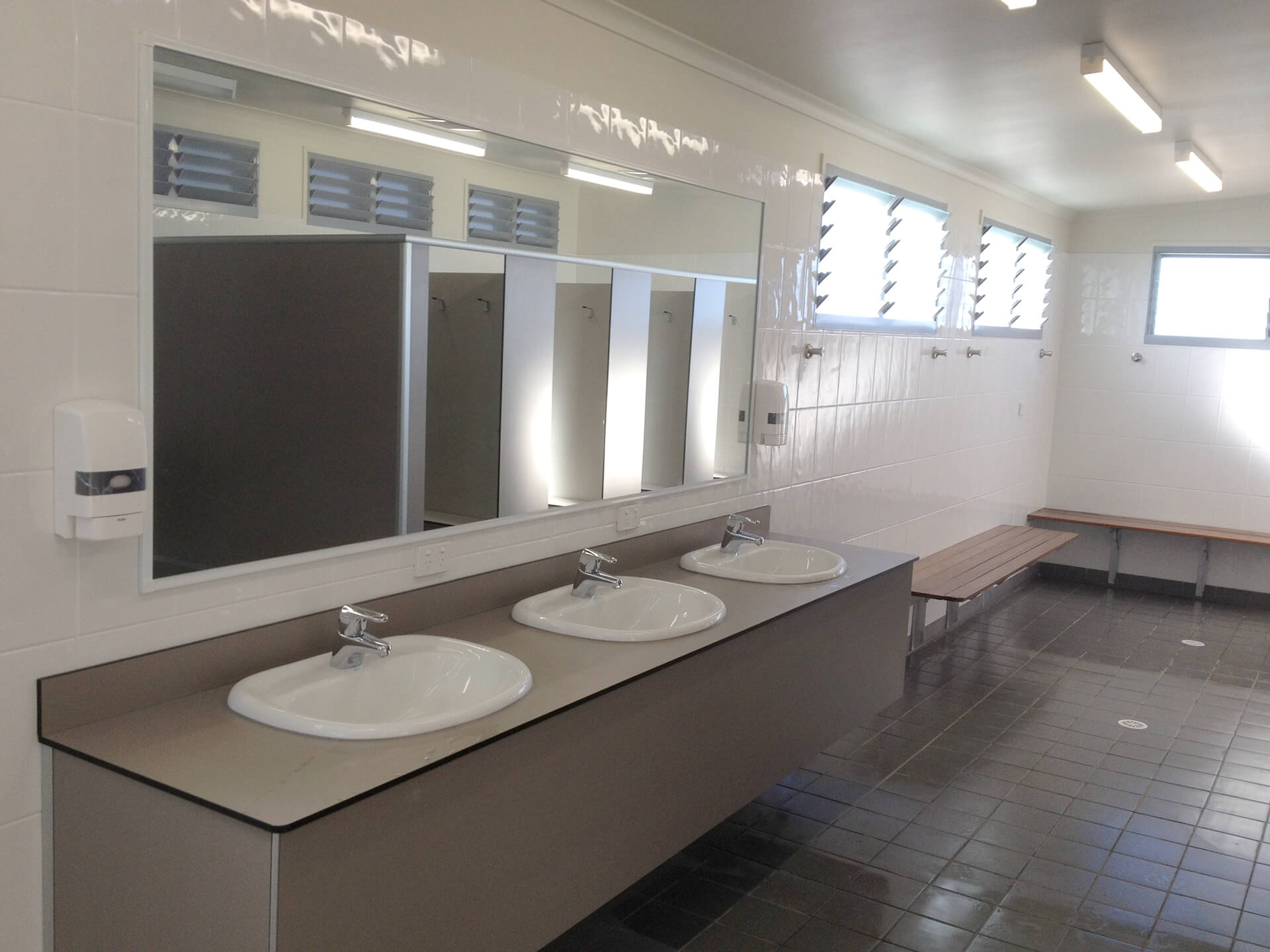 A photo of an Amenity building with washroom, bathroom and toilets