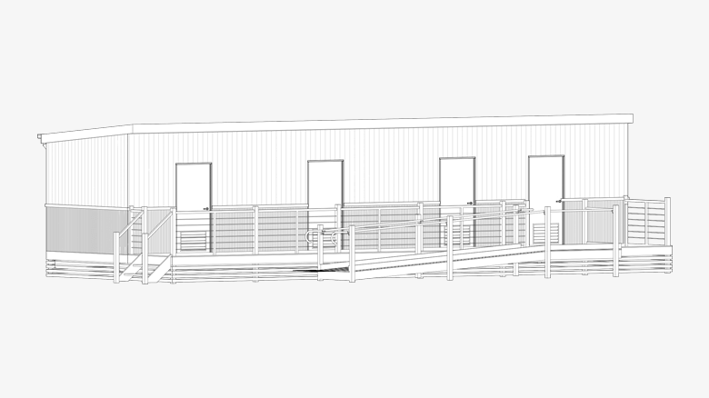 CAD drawing of a portable studio accommodation building